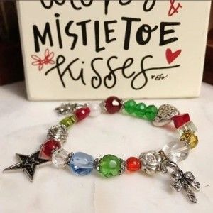 Holiday Beaded Stretch Charm Bracelet